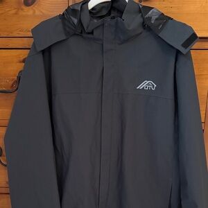 Men's OTU Waterproof Black Hooded Rain Jacket - Size Lg